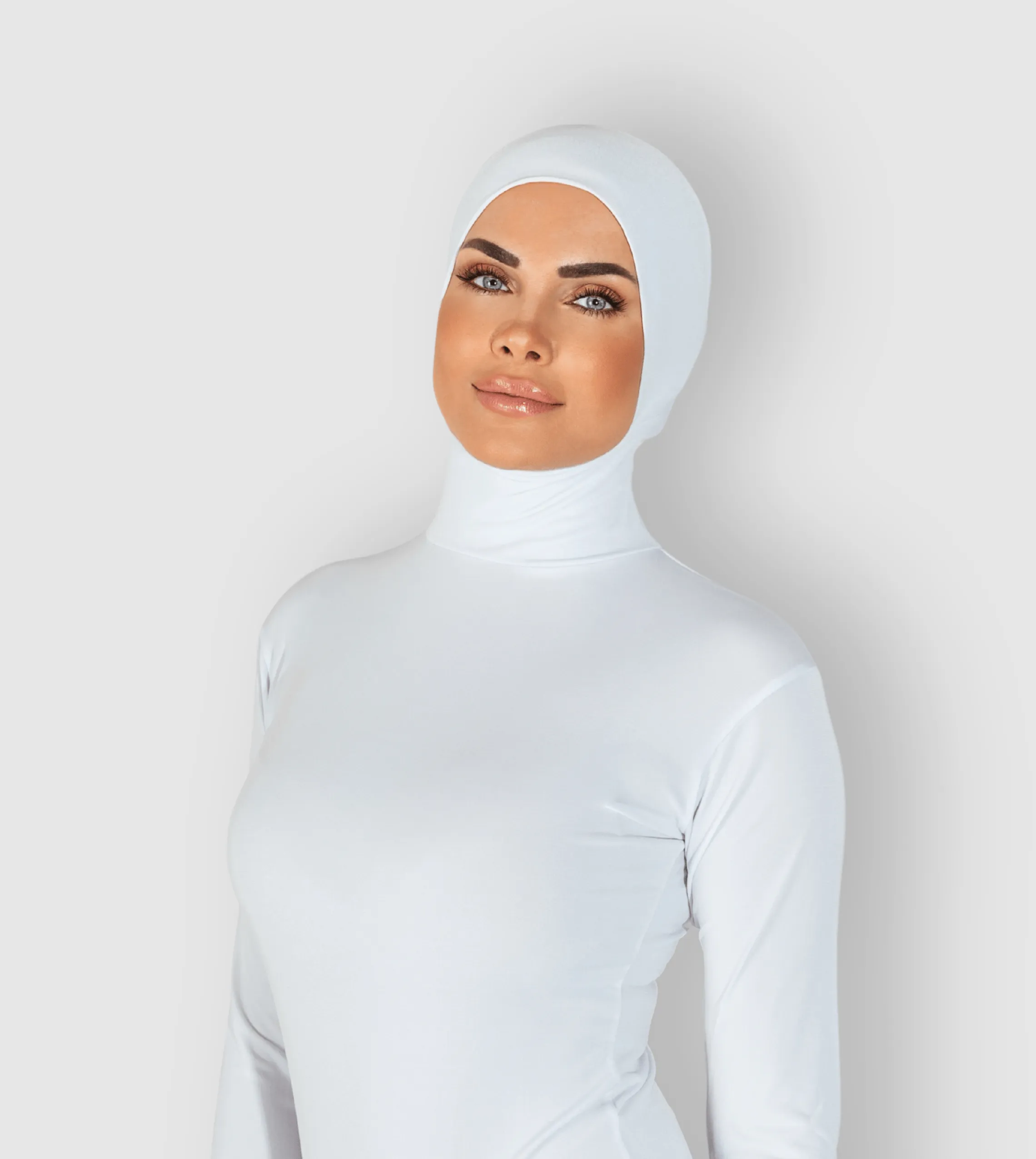 RUUQ Bodysuit Long Sleeve with Hijab Cap - White