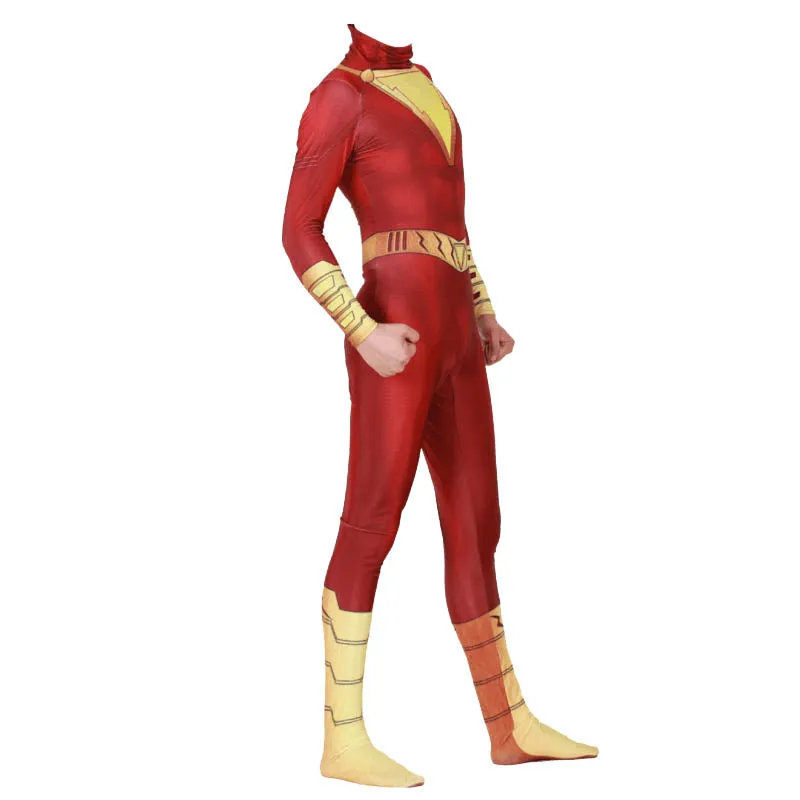 Shazam Billy Batson Captain Cloak Jumpsuit Cosplay Costume