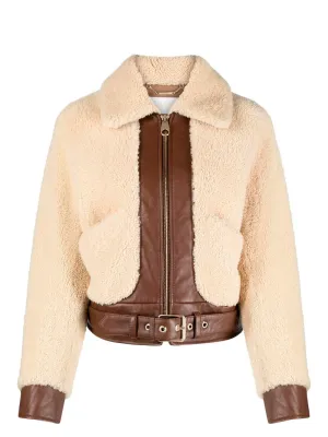 Shearling leather bomber jacket
