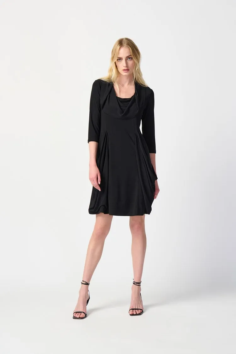 Silky Knit Cowl Collar Cocoon Dress