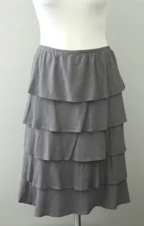 Soft Summer Cobblestone Tiered Ruffle Midi Skirt