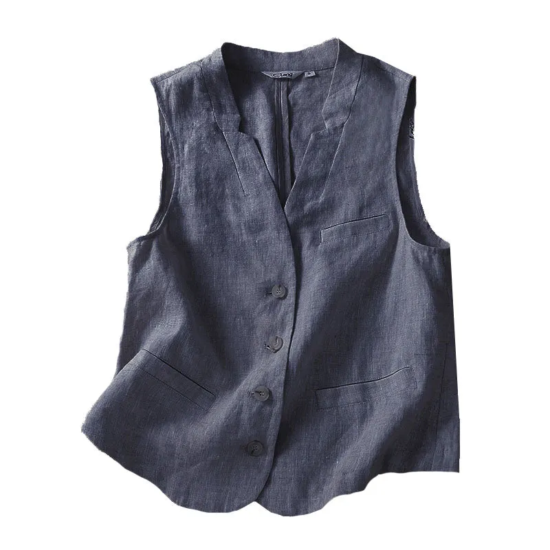Solid Color Loose Breathable Button Front Vest