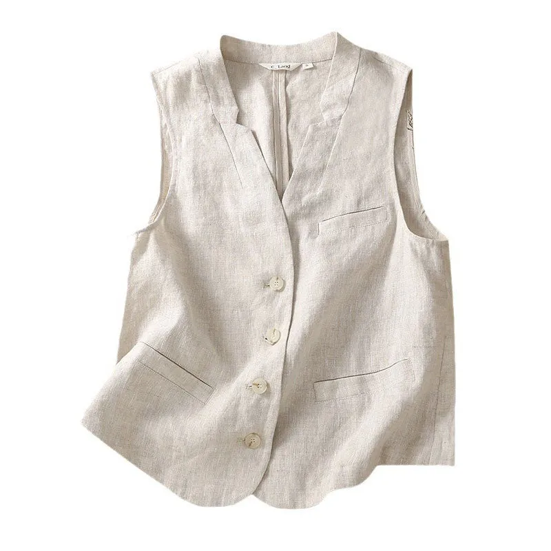 Solid Color Loose Breathable Button Front Vest