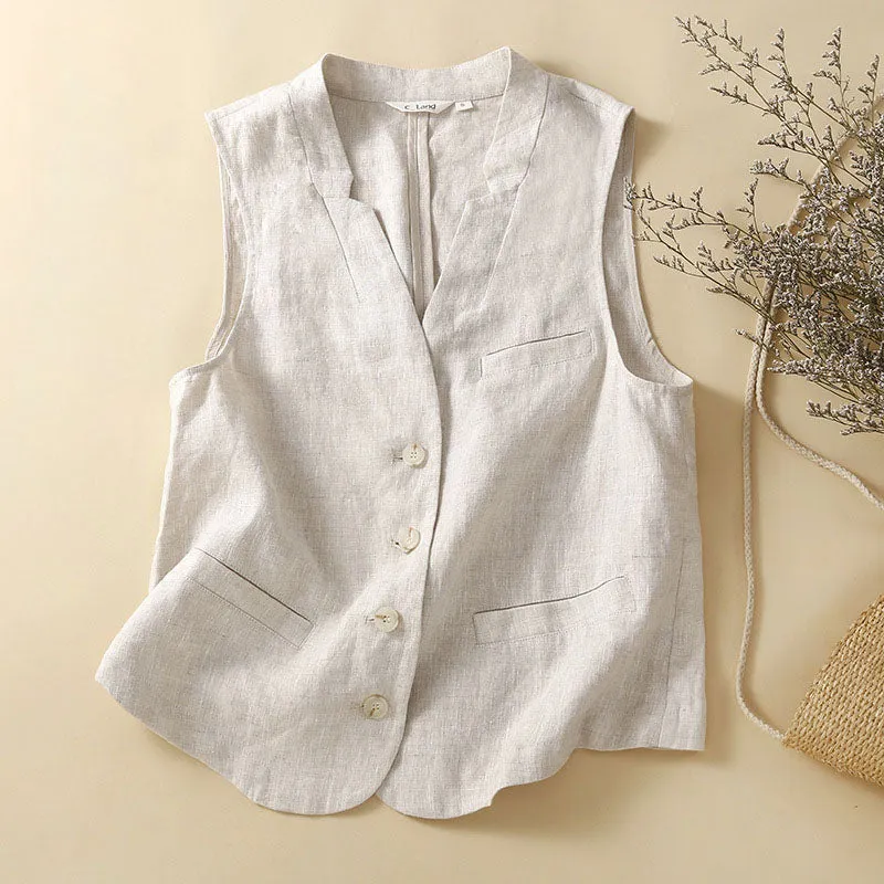 Solid Color Loose Breathable Button Front Vest