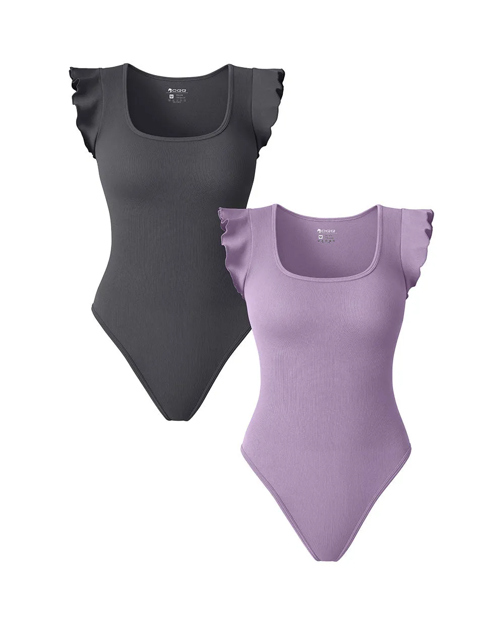 Square Neck Ruffles Sleeve Bodysuits