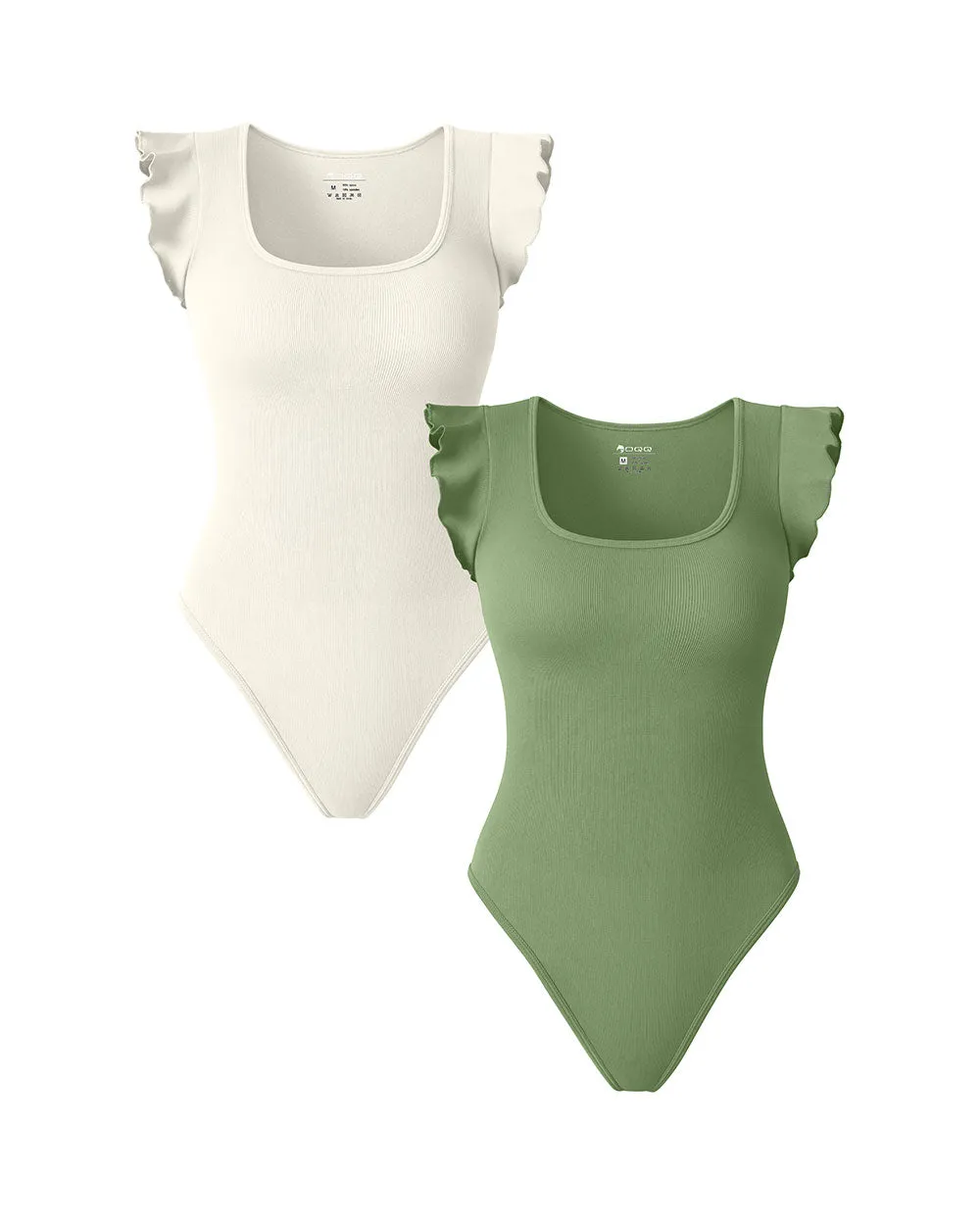Square Neck Ruffles Sleeve Bodysuits