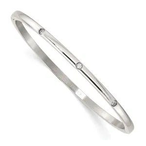 Stainless Steel Polished CZ Bangle