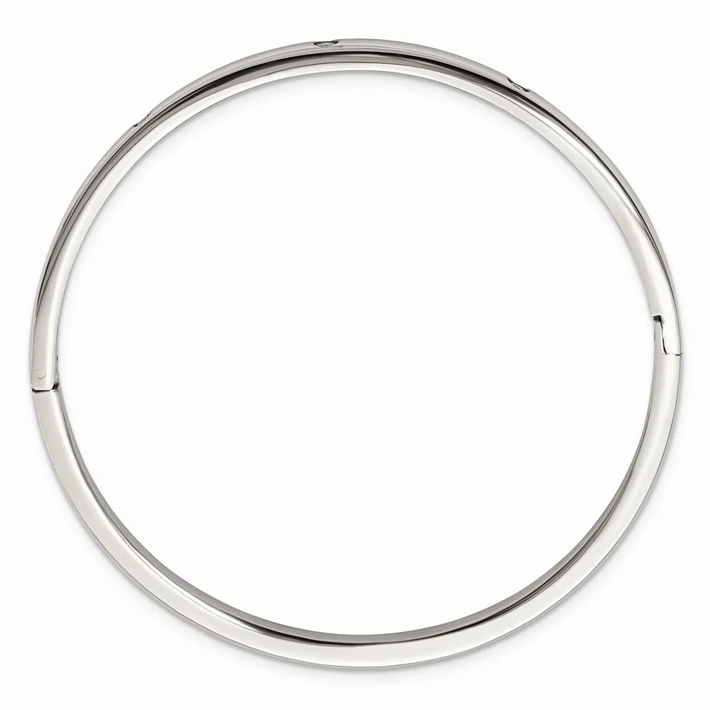 Stainless Steel Polished CZ Bangle