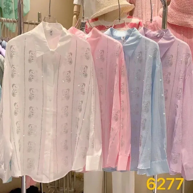 Summer Transparent diamonds Beaded Shirt( inner not included)