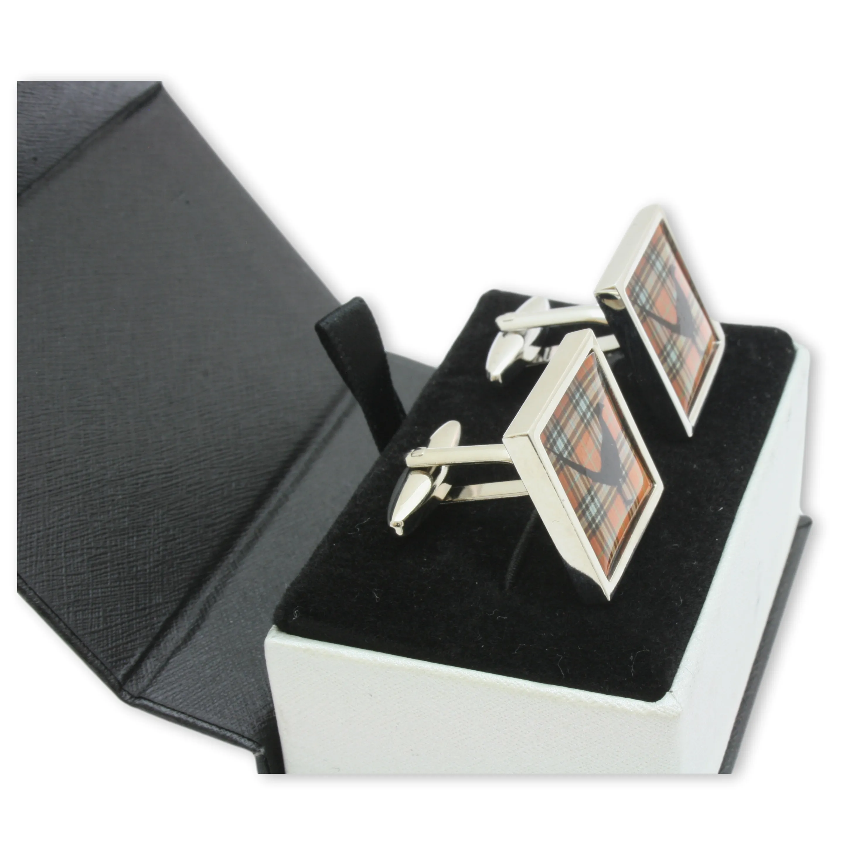 Tartan Pheasant Picture Stainless Steel Cufflinks