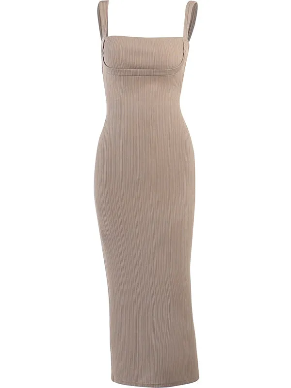 TastyHottie - Tie Back Black Tank Long Bodycon Dress