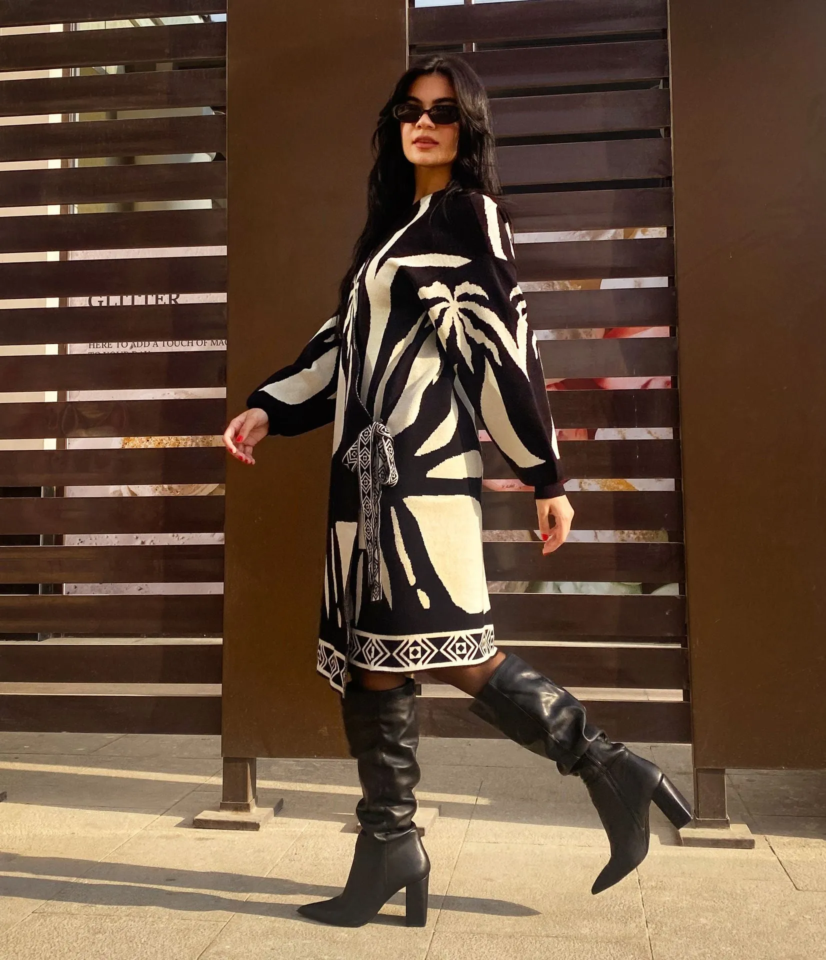 The Windmill Palm Knitted Dress White