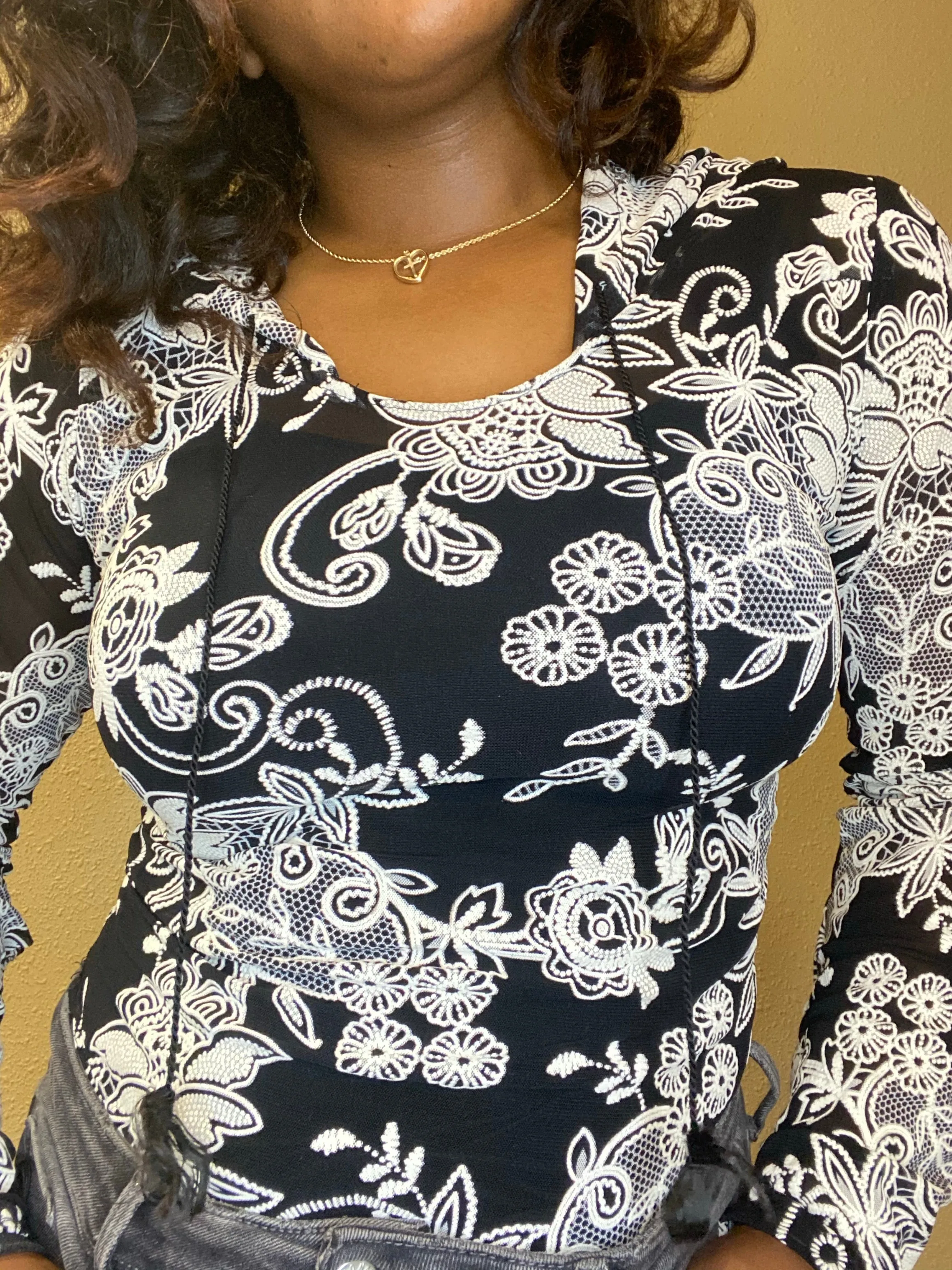 “Thessa” bohemian print hooded bodysuit