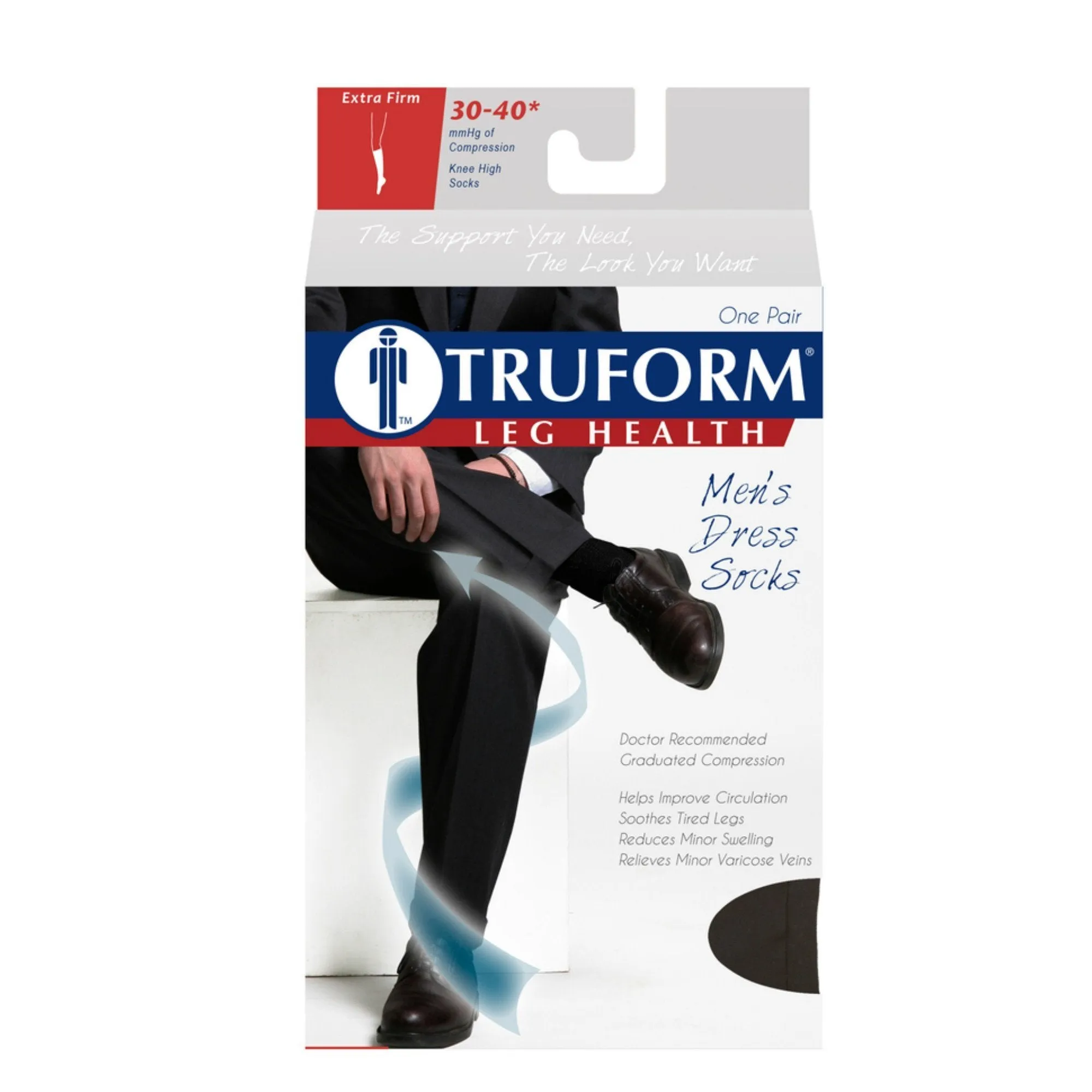 TRUFORM® Men's Dress Knee High 30-40 mmHg