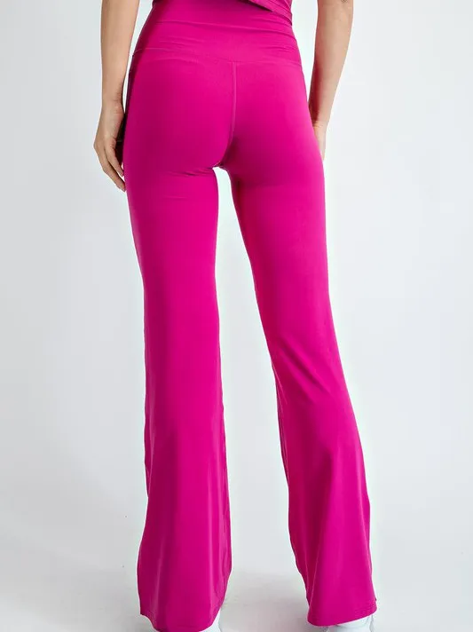 V-Waist Yoga Pants with Side Slit Flare