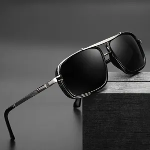 Vintage Steampunk Thick Breathable Polarized Rectangular Sunglasses
