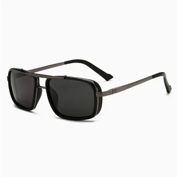 Vintage Steampunk Thick Breathable Polarized Rectangular Sunglasses