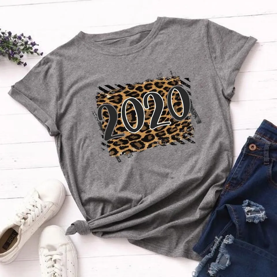Woman Leopard Peace Love Coffee Streetwear Casual T Shirts