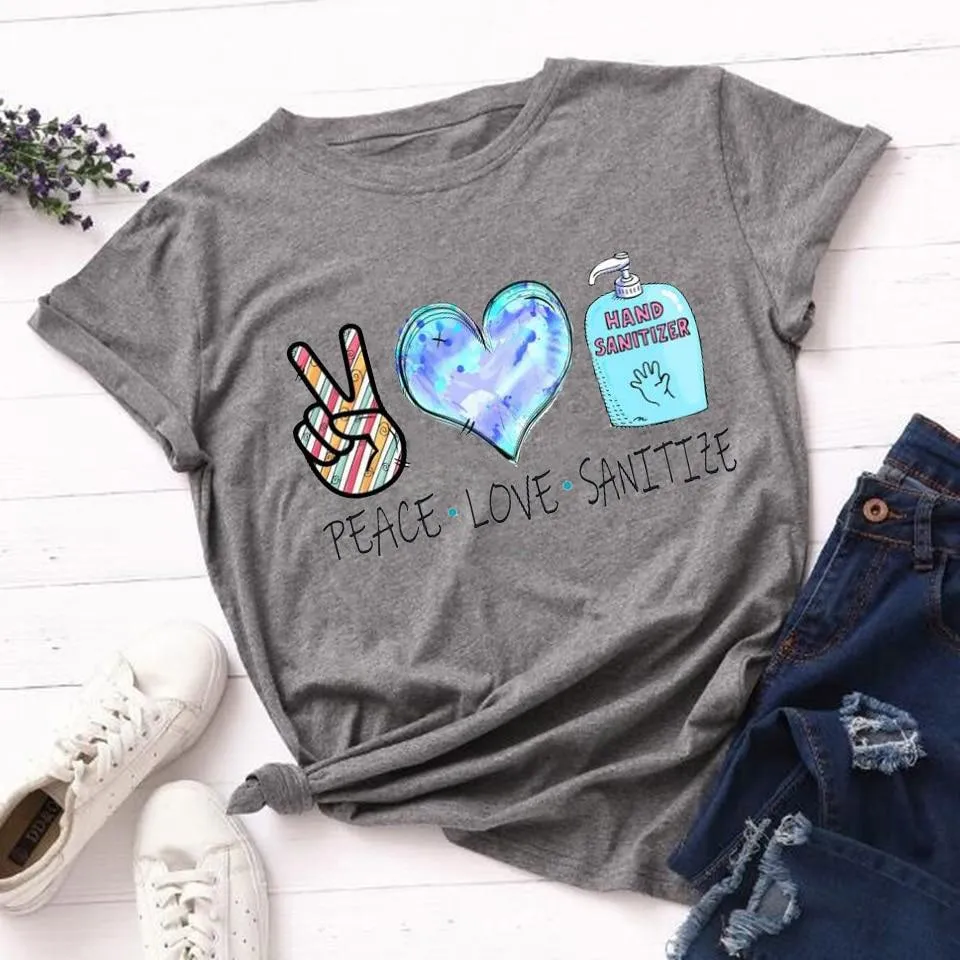 Woman Leopard Peace Love Coffee Streetwear Casual T Shirts