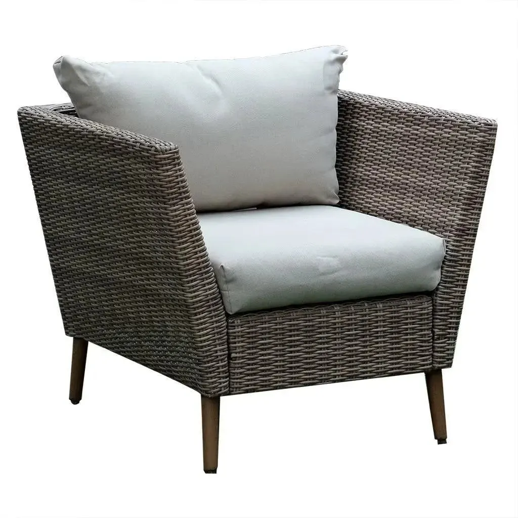 Wooden Twist Bulwark Outdoor Garden Rattan 4 Seater Sofa Set with Table All-Weather Resistant Patio Furniture for Stylish Outdoor Living