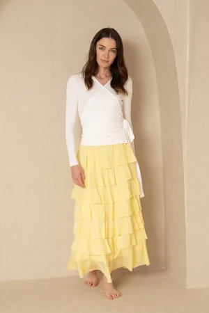 Yellow Layered Ruffle Skirt